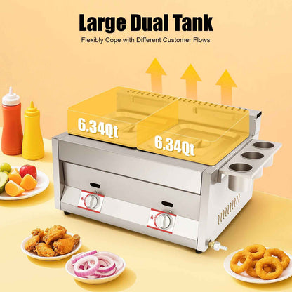 Friteuse gaz professionnelle | Double cuve 2x6L