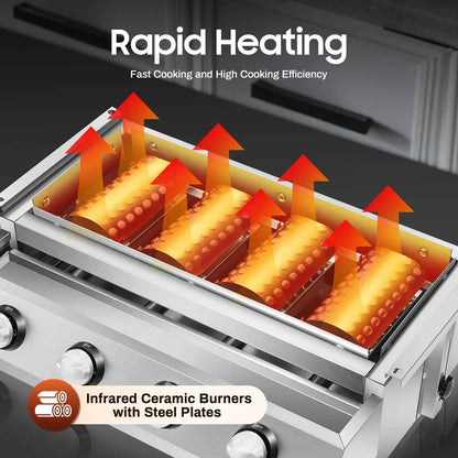 grill plancha | Inox 4 Brûleurs