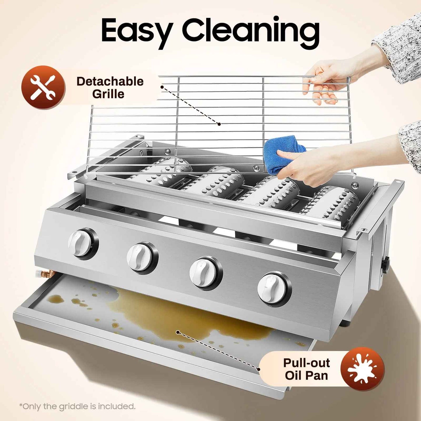 grill plancha | Inox 4 Brûleurs