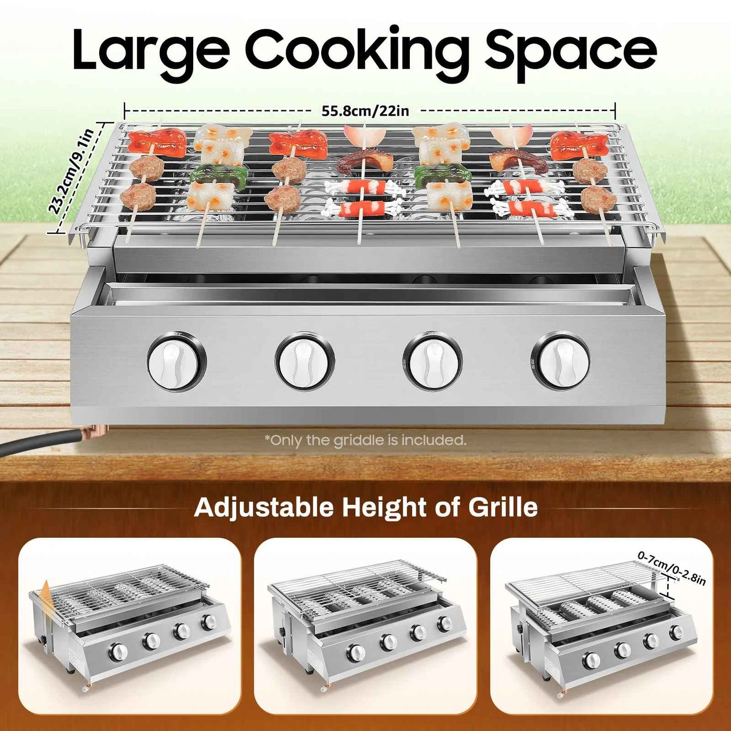 grill plancha | Inox 4 Brûleurs
