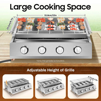 grill plancha | Inox 4 Brûleurs