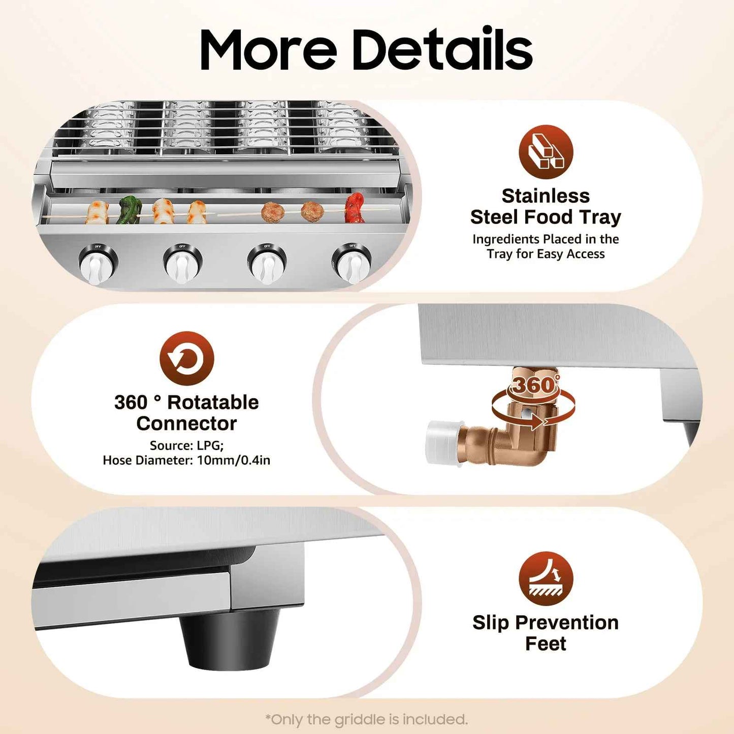 grill plancha | Inox 4 Brûleurs