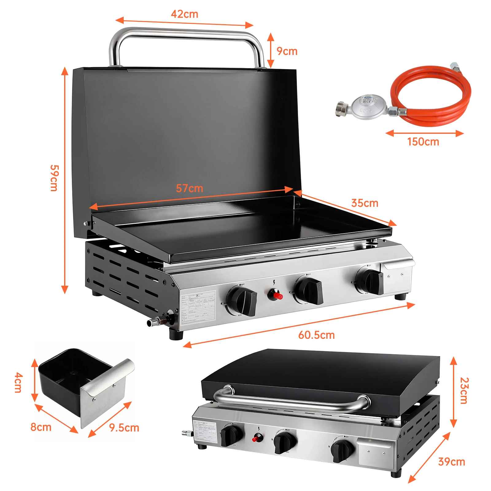 plancha gaz dimension