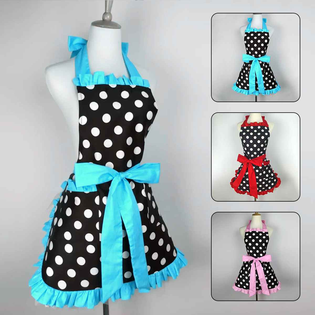 tablier cuisine femme pois bleu