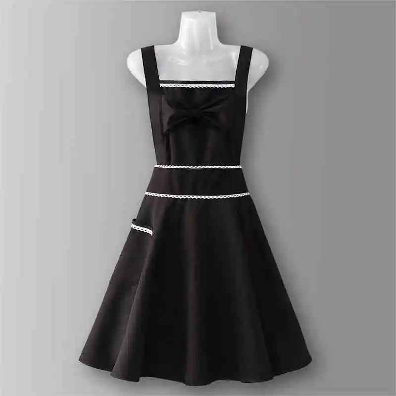 tablier cuisine femme noir ligne blanche