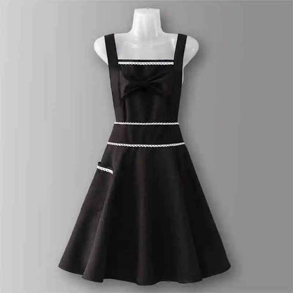 tablier cuisine femme noir ligne blanche