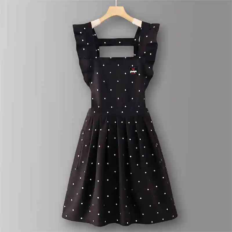 tablier cuisine femme noir-pois