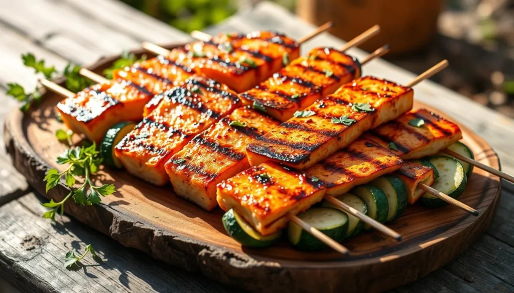 brochettes de saumon avec courgettes