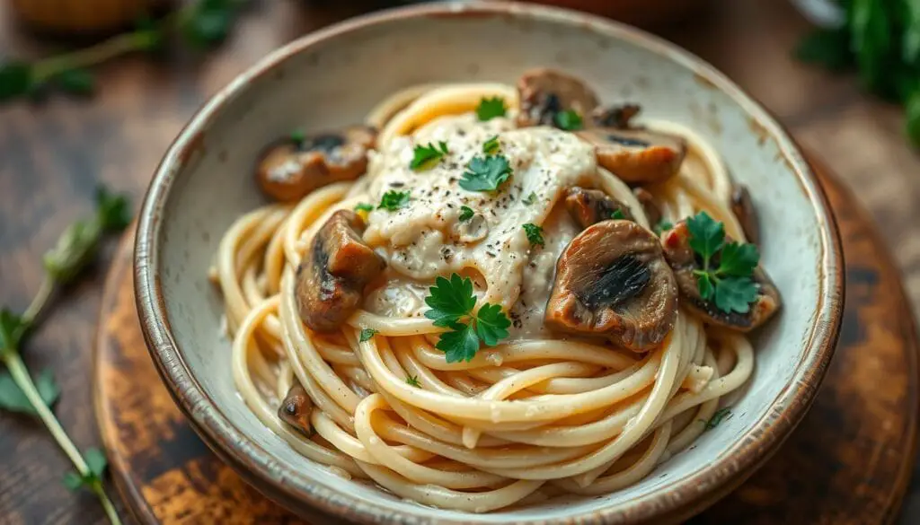 Pâtes aux champignons et à la crème