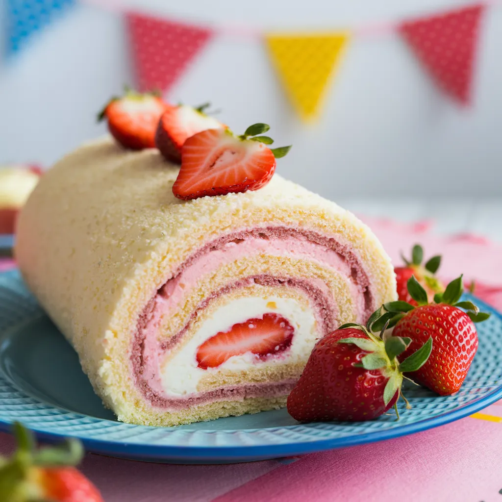 Le tiramisu et la fraise dans notre Roulé Tiramisu