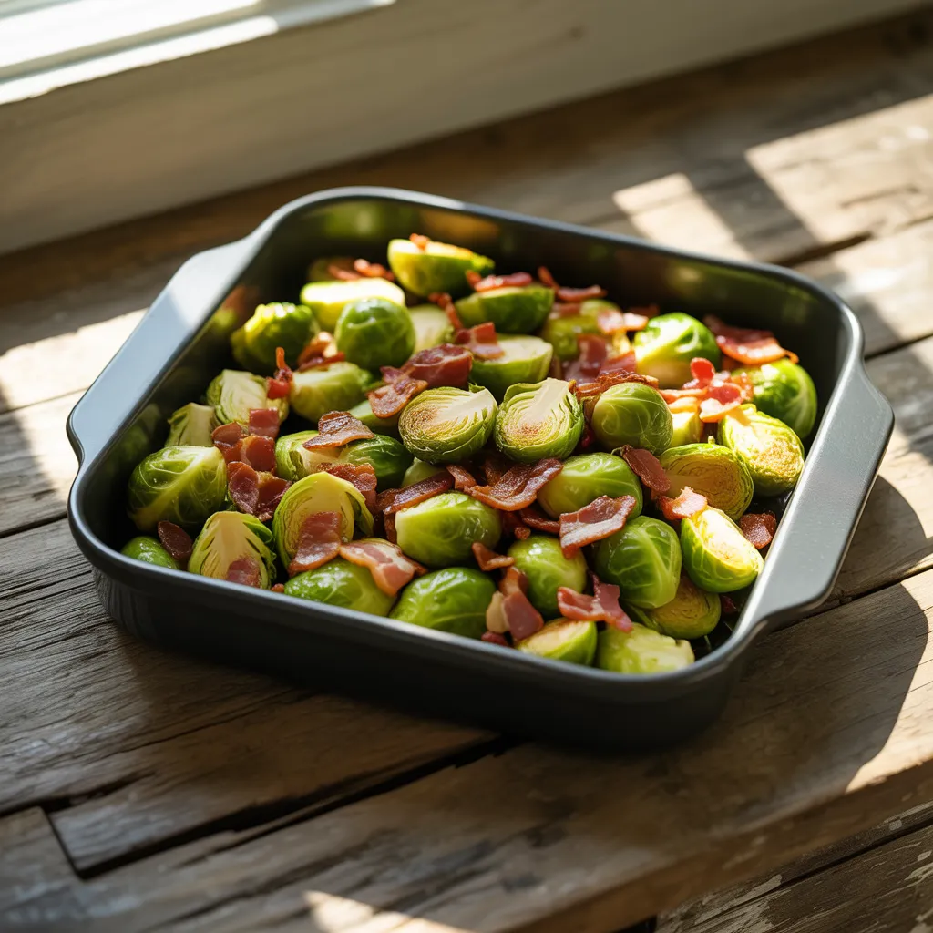 sauté de choux de Bruxelles au bacon